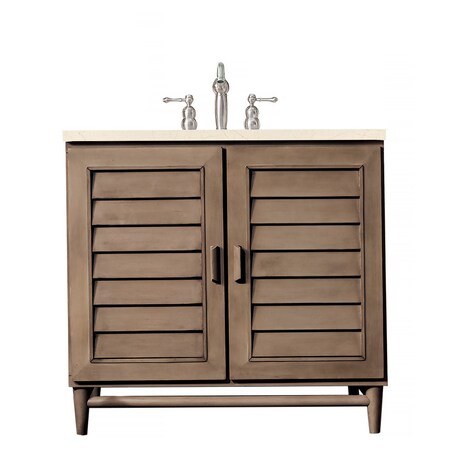 James Martin Vanities Portland 36in Single Vanity Whitewashed Walnut w/ 3 CM Eternal Marfil Quartz Top 620-V36-WW-3EMR